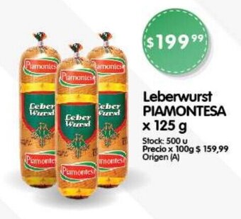 Supermercados Buenos Días Leberwurst PIAMONTESA x 125 g oferta