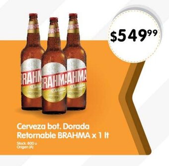 Supermercados Buenos Días Cerveza bot. Dorada Retornable BRAHMA x 1 It oferta