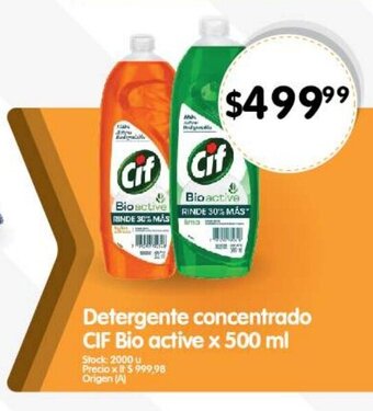 Detergente concentrado CIF Bio active x 500 ml
