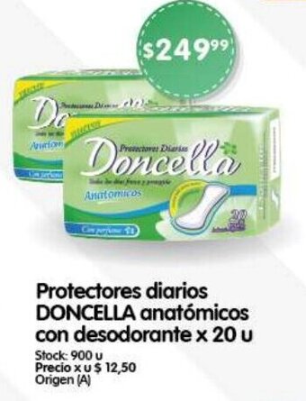 Supermercados Buenos Días Protectores diarios DONCELLA anatómicos con desodorante x 20 u oferta