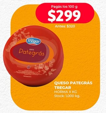 Supermercados Tadicor QUESO PATEGRÁS TREGAR HORMA X KG oferta