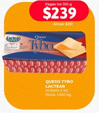 Supermercados Tadicor QUESO TYBO LACTEAR HORMA X KG oferta