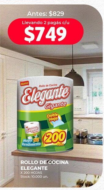 Supermercados Tadicor ROLLO DE COCINA ELEGANTE X 200 HOJAS oferta