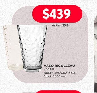 Supermercados Tadicor VASO RIGOLLEAU 400 ML BURBUJAS/CUADROS oferta
