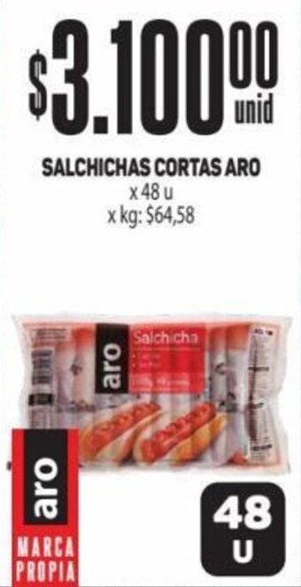 Makro SALCHICHAS CORTAS ARO x 48 u oferta
