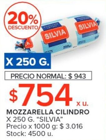 Carrefour MOZZARELLA CILINDRO X 250 G. "SILVIA" oferta