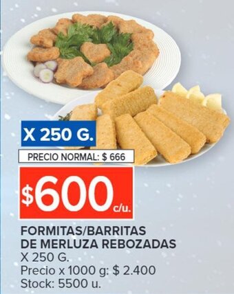 Carrefour FORMITAS/BARRITAS DE MERLUZA REBOZADAS X 250 G. oferta