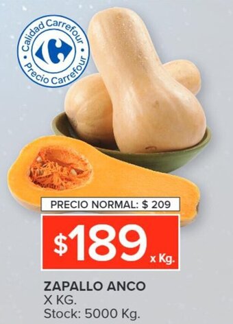 Carrefour ZAPALLO ANCO X KG. oferta