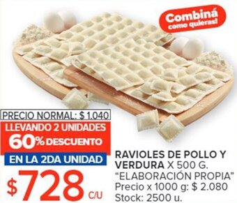 Carrefour RAVIOLES DE POLLO Y VERDURA X 500 G. "ELABORACIÓN PROPIA" oferta