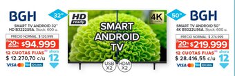 Carrefour BGH SMART TV ANDROID 32" HD B3222S5A oferta