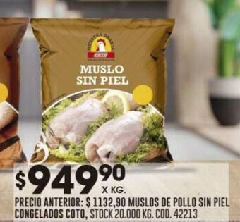 Coto MUSLOS DE POLLO SIN PIEL CONGELADOS COTO, X KG. oferta