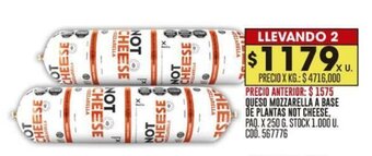 Coto QUESO MOZZARELLA A BASE DE PLANTAS NOT CHEESE, PAQ. X 250 G. LLEVANDO 2 oferta