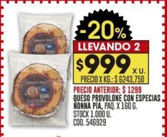 Coto QUESO PROVOLONE CON ESPECIAS, NONNA PIA, PAQ. X 160 G. LLEVANDO 2 oferta