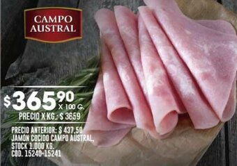 Coto JAMON COCIDO CAMPO AUSTRAL, X 100 G. oferta