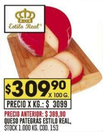 Coto QUESO PATEGRAS ESTILO REAL, X 100 G. oferta