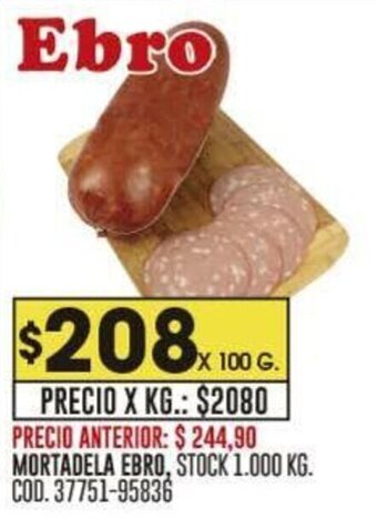 Coto MORTADELA EBRO,X 100 G. oferta