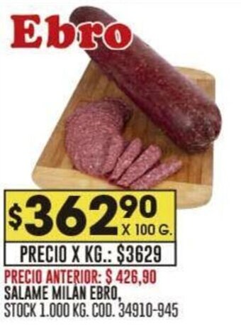 Coto SALAME MILAN EBRO, X 100 G. oferta