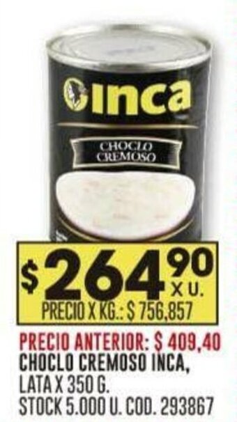 Coto CHOCLO CREMOSO INCA, LATA X 350 G. oferta