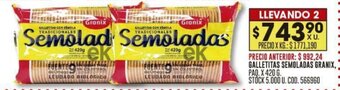 Coto GALLETITAS SEMOLADAS GRANIX, PAQ. X 420 G. LLEVANDO 2 oferta