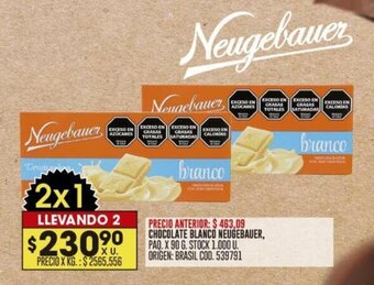 Coto CHOCOLATE BLANCO NEUGEBAUER, PAQ. X 90 G. LLEVANDO 2 oferta