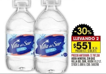 Coto AGUA MINERAL SIN GAS VILLA DEL SUR, BIDON X 6,2 LT. LLEVANDO 2 oferta