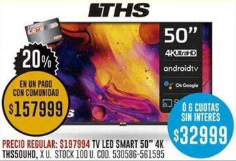 Coto TV LED SMART 50" 4K THS50UHD oferta