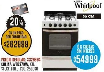 Coto Whirlpool COCINA WFB57DW oferta