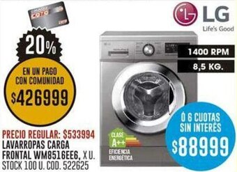 Coto LG LAVARROPAS CARGA FRONTAL WM8516EE6 oferta