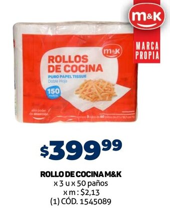 Makro ROLLO DE COCINA M&K x 3 u x 50 paños oferta