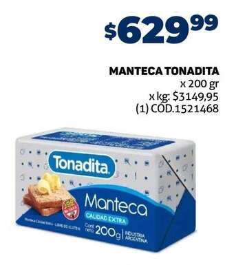 Makro MANTECA TONADITA x 200 gr oferta