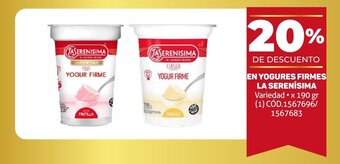 Makro EN YOGURES FIRMES LA SERENÍSIMA Variedad x 190 gr oferta