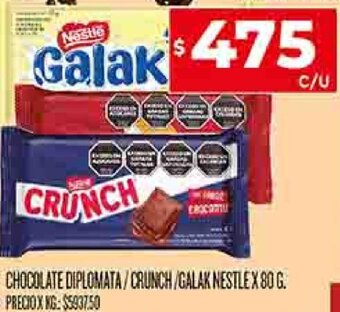 Supermercados DIA CHOCOLATE DIPLOMATA/CRUNCH/GALAK NESTLE X 80 G oferta