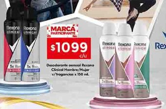 Supermercados DIA Desodorante aerosol Rexona Clinical Hombre/Mujer v/fragancias x 150 ml oferta