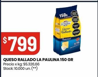 Changomas Queso rallado la paulina 150 gr oferta