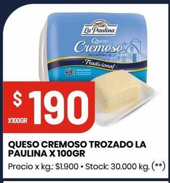 Changomas Queso cremoso trozado la paulina x 100gr oferta