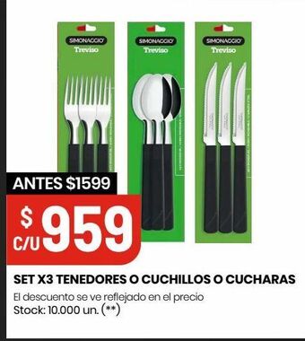 Changomas Set x3 tenedores o cuchillos o cucharas oferta