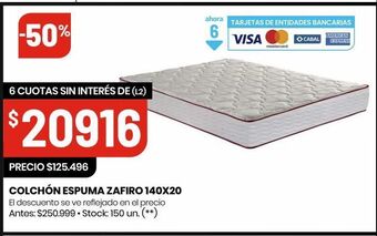 Changomas Colchón espuma zafiro 140x20 oferta