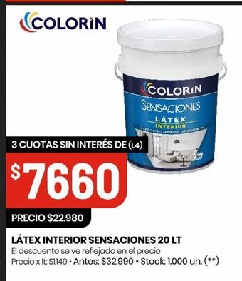 Changomas Látex interior sensaciones 20 lt oferta