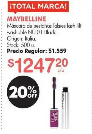 Simplicity Maybelline Máscar De Pestañas Falsies Lash Lift Washable Nu 01 Black oferta