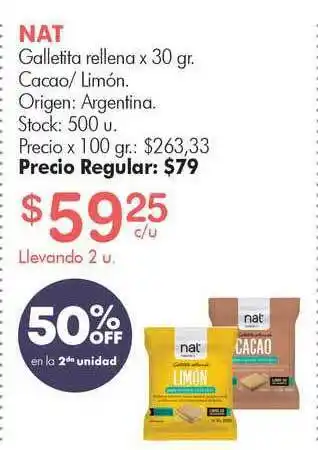 Nat Galletita Rellena x 30gr