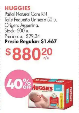 Simplicity Huggies Pañal Natural Care Rn oferta
