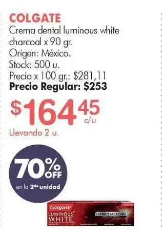 Simplicity Colgate Crema Dental Luminous White Charcoal x 90gr oferta