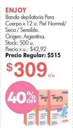 Simplicity Enjoy Banda Depilatoria Para Cuerpo x 12u oferta