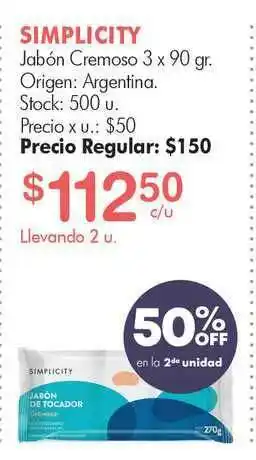 Simplicity Jabón Cremoso Simplicity 3x90gr oferta