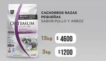 Cachorros Razas Pequeñas Sabor Pollo Y Arroz Optimum 15kg