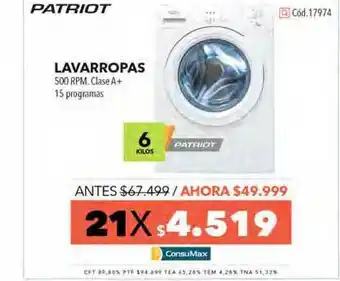 Nexon Lavarropas Patriot 500RPM oferta