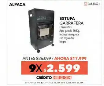 Nexon Estufa Garrafera Alpaca oferta