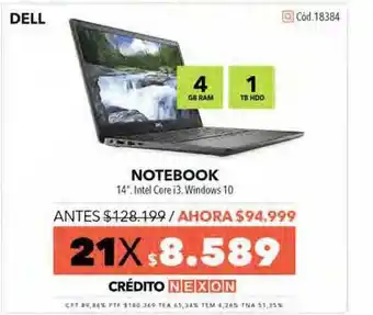 Nexon Notebook Dell 14" Intel Core i3. Windows 10 oferta