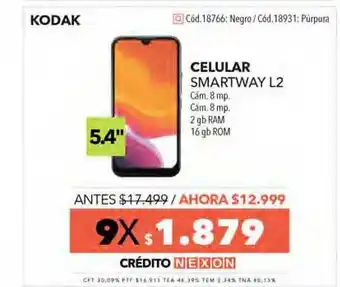 Nexon Celular Smartway L2 Kodak oferta