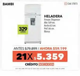 Nexon Bambi Heladerea Freezer Dispenser oferta